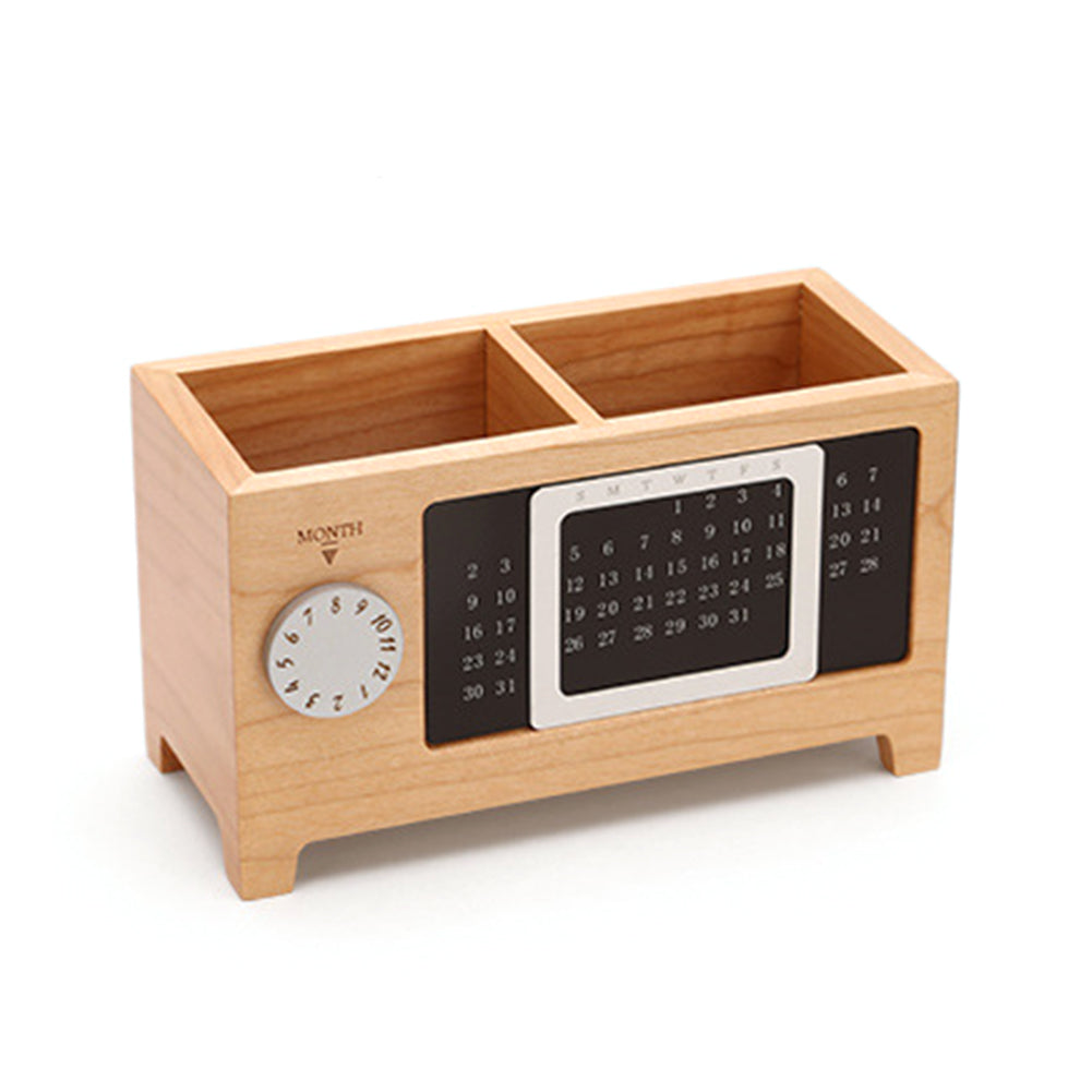 Creative Wooden Pen Holder with Calendar and Logo Engraving
