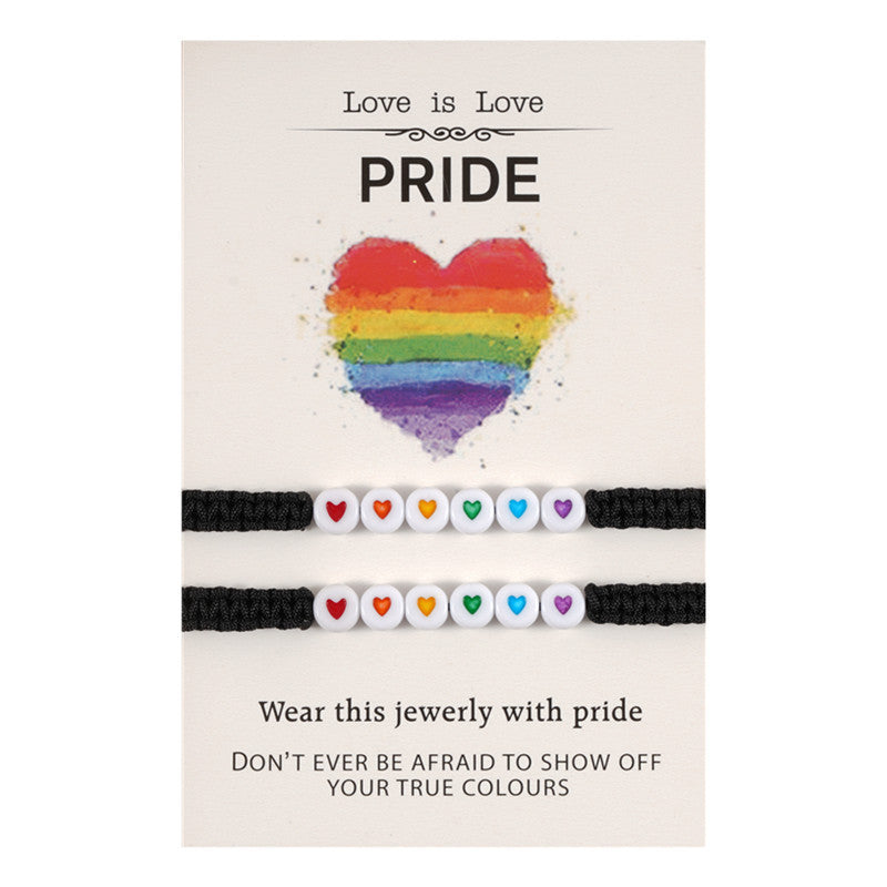 Heart Rainbow Beads Hand-woven Bracelet