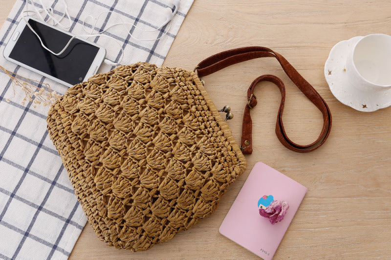 Woven Shoulder Bag - Straw Beach Tote