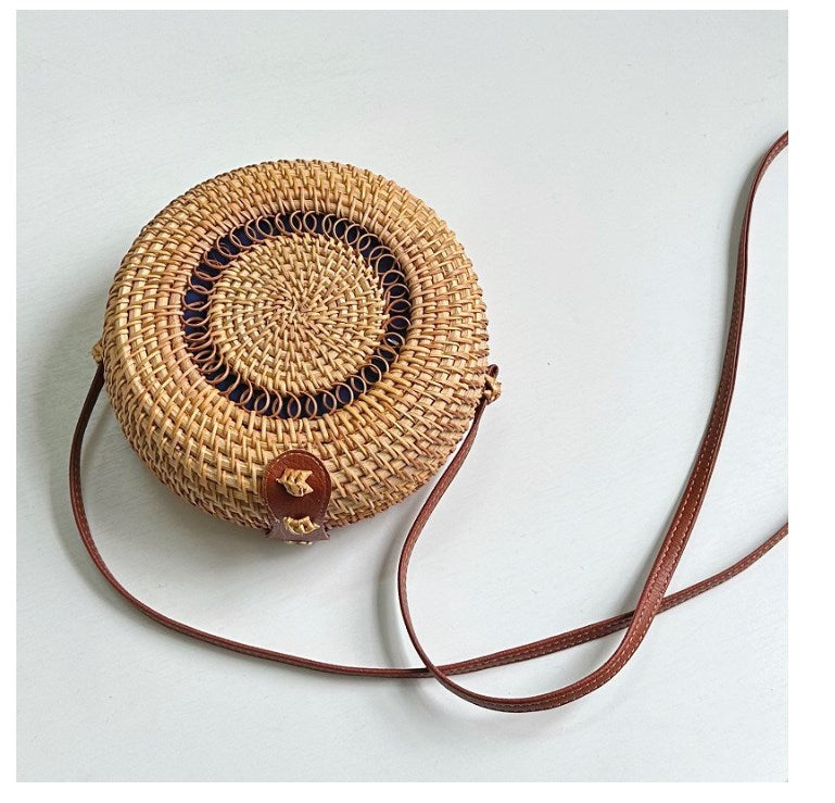 Round Woven Shoulder Bag