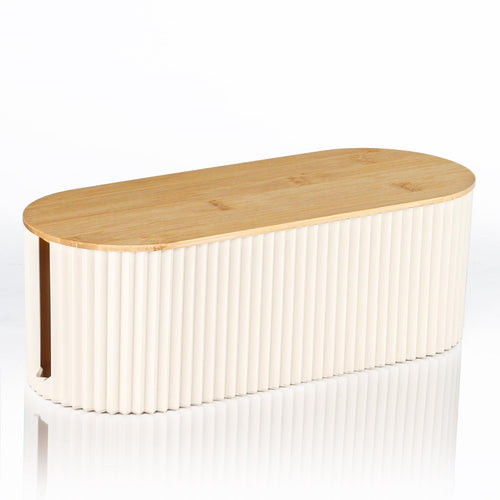 Cable Management Box with Solid Bamboo Cover 12.6x5.4x4.4 inches Floor Outlet Hider Wire Organizer for Desk TV Computer USB Hub System to Cover and Hide & Power Strips & Cords (Beige)