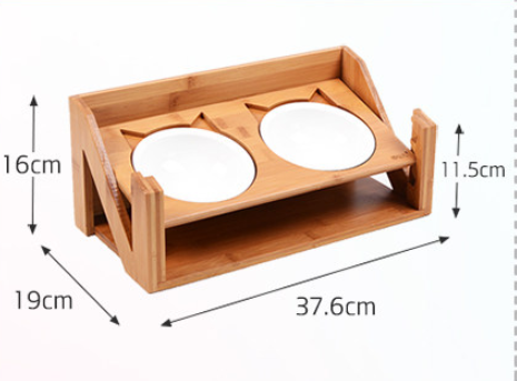 Wooden Bowl Stand for Cats and Dogs