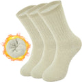 BomKinta Wool Socks for Women - Merino Warm Boot Hiking Socks - Thermal Crew Socks for Winter Outdoor Working 3 Pairs Beige Beige Beige Size 5-11