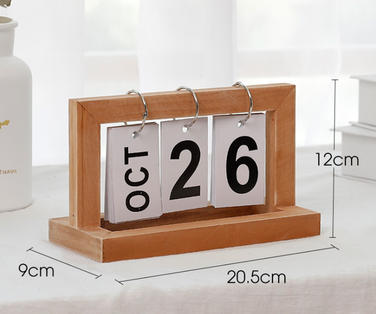 Wooden Flip Calendar - Perpetual Desk Calendar