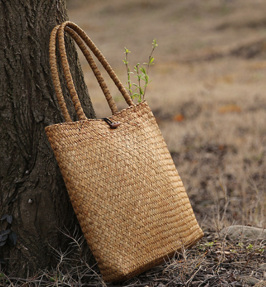 Woven Straw Shoulder Bag for Women