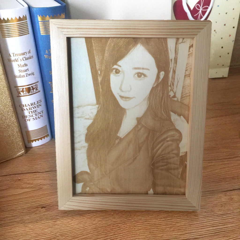 Custom Wooden Photo Engraving for Gifts and Frames
