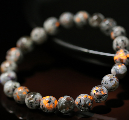 Blue Sandstone Bead Bracelet with 925 Silver Accents