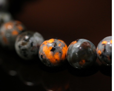 Blue Sandstone Bead Bracelet with 925 Silver Accents
