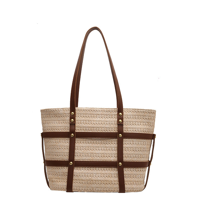 Women's Straw Woven Tote Bag for Summer Vacations