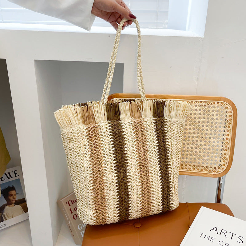 Woven Stripes Beach Style Tote Bag