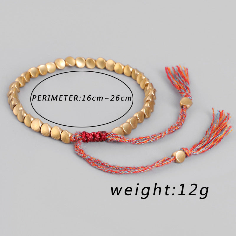 Handmade Woven Bracelet with Unique Copper Beads