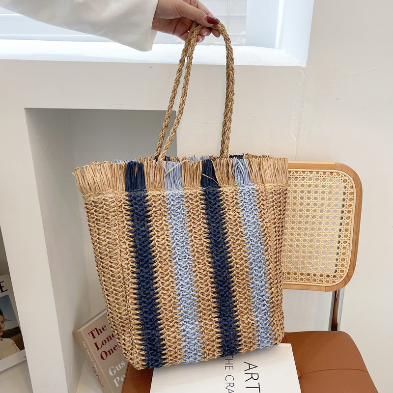 Woven Stripes Beach Style Tote Bag