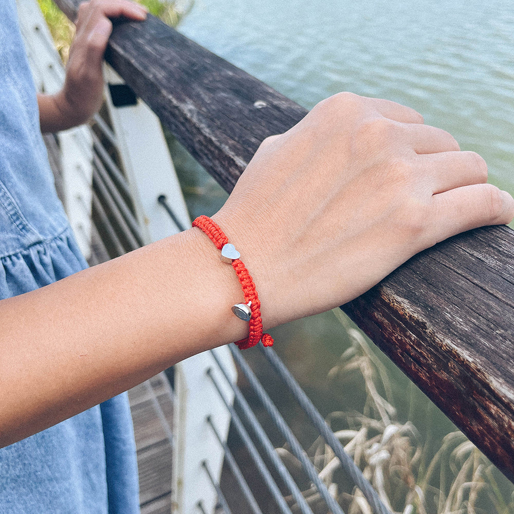 Vintage Hand Woven Bracelet with Stainless Steel Heart