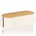 Cable Management Box with Solid Bamboo Cover 12.6x5.4x4.4 inches Floor Outlet Hider Wire Organizer for Desk TV Computer USB Hub System to Cover and Hide & Power Strips & Cords (Beige)